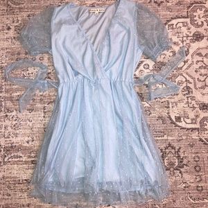 baby blue puff sleeve dress